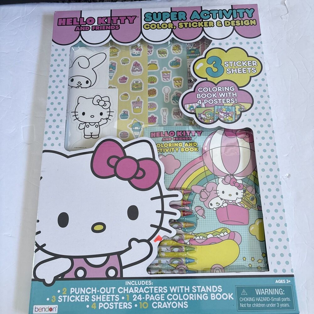 Hello Kitty Super Activity Color Sticker & Design Set NEW